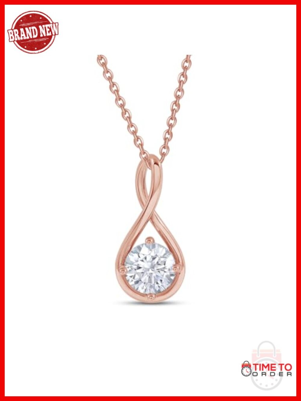 7MM Round Lab Created Moissanite Infinity Pendant Necklace 16-18 Inch 18K Gold